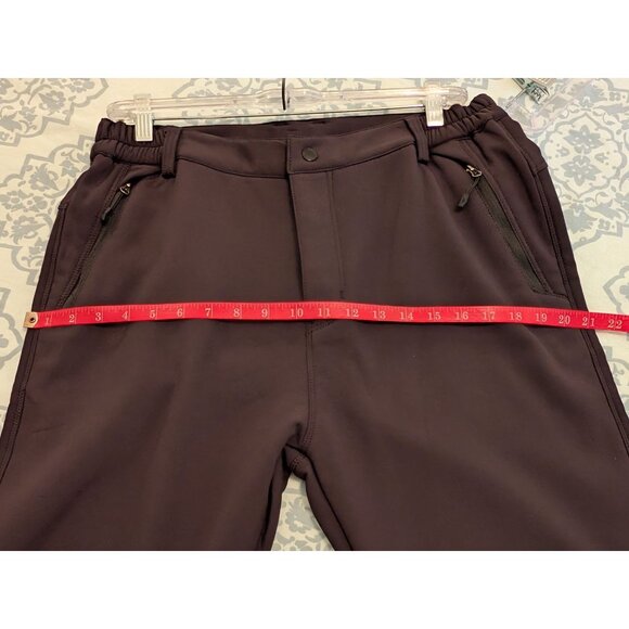 Mens Outdoor Fleece Lined Softshell Black Pants US Large Elastic Waistband Zip - Picture 7 of 9